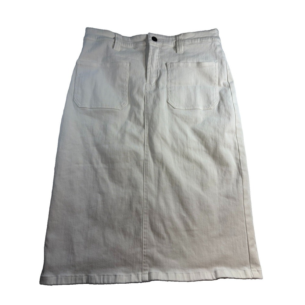 Reba Denim Long White Skirt Size 8 4 Pockets